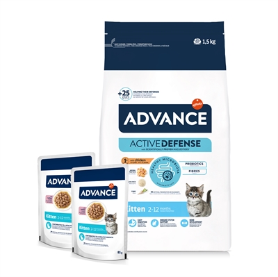 ADVANCE CAT KITTEN CHICKEN / RICE + 2 POUCHES CHICKEN