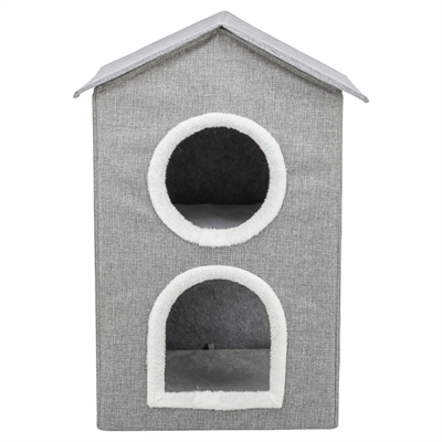 TRIXIE KATTENMAND / KATTENHUIS NORA SOFT 2 VERDRIEPINGEN LICHTGRIJS