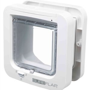 SUREFLAP 4-WEG KATTENLUIK MET MICROCHIPHERKENNING WIT